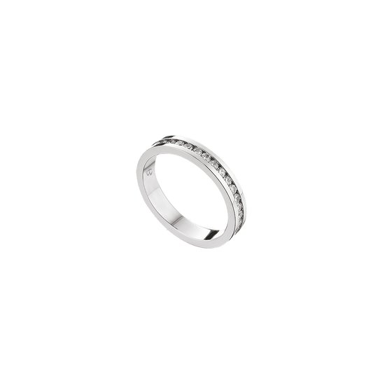 BAGUE EN ACIER ET PIERRE BLANCHE POUR FEMME ET HOMME