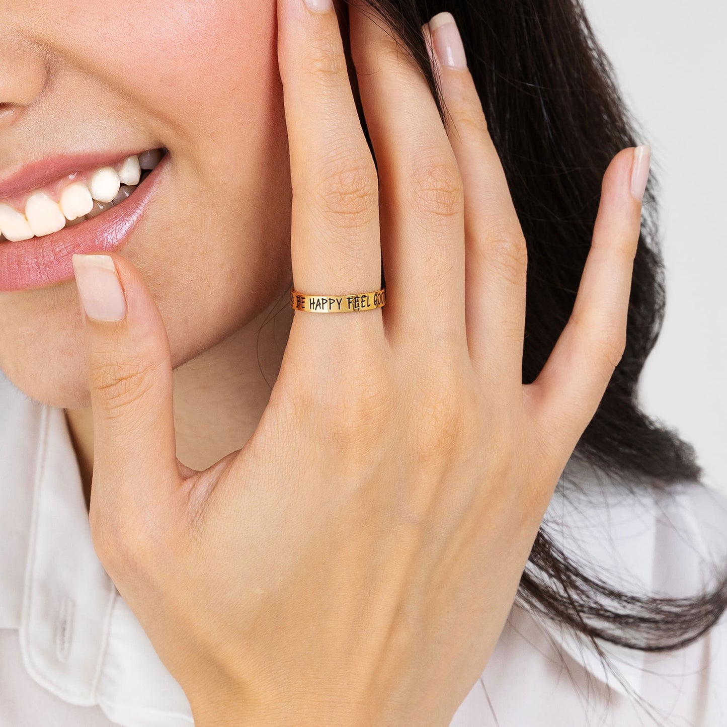 BAGUE POUR FEMME EN OR ET ACIER BE HAPPY FEEL GOOD