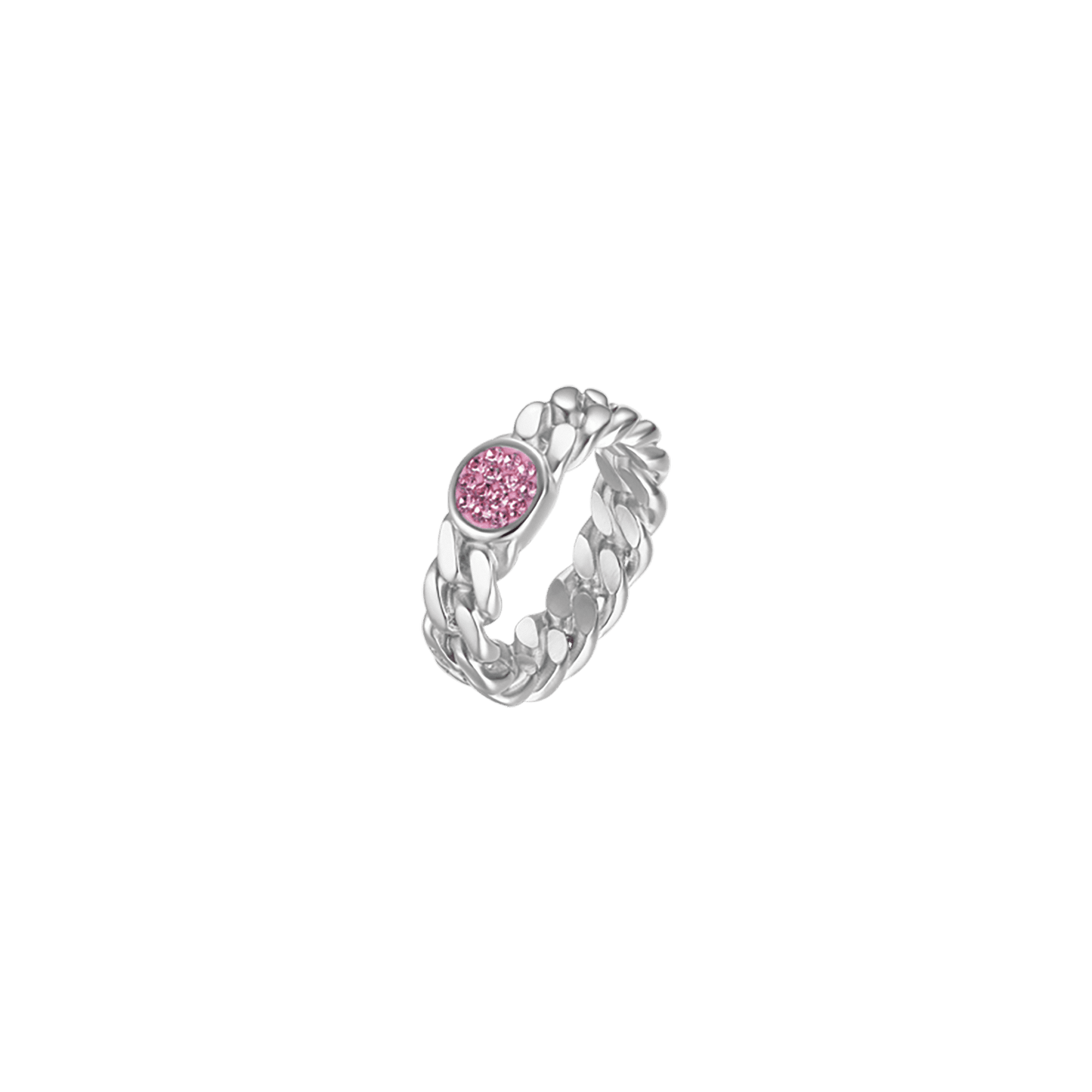 BAGUE FEMME EN ACIER AVEC CRISTAL ROSE