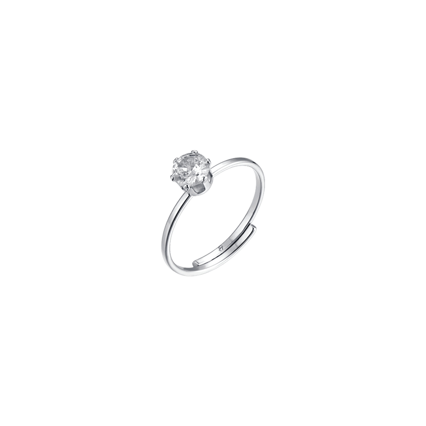 BAGUE SOLITAIRE EN ACIER POUR FEMME AVEC CRISTAL BLANC