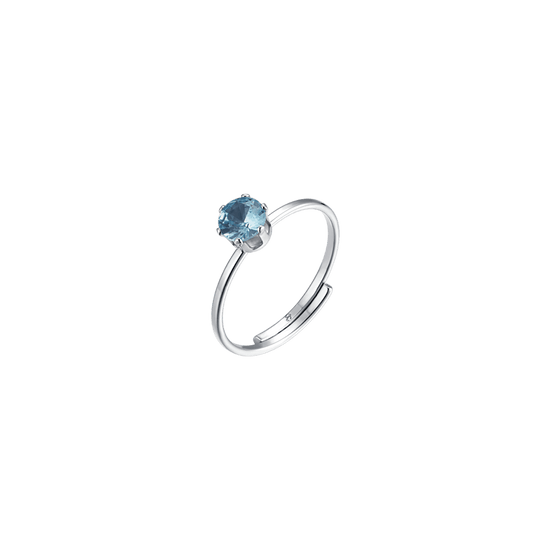 BAGUE SOLITAIRE POUR FEMME EN ACIER AVEC CRISTAL BLEU