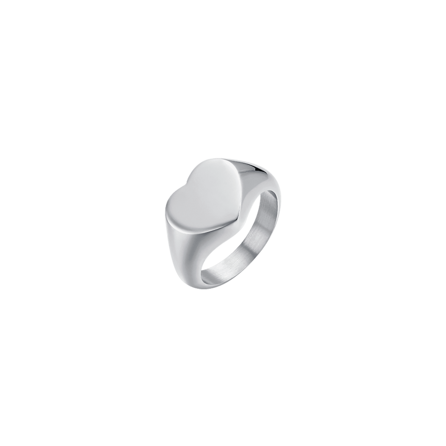 BAGUE SIGNET EN ACIER POUR FEMME AVEC CŒUR