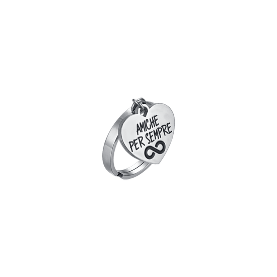 BAGUE EN ACIER POUR DAMES AMIS POUR TOUJOURS AVEC COEUR