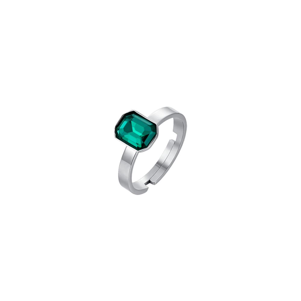 BAGUE FEMME EN ACIER AVEC CRISTAL VERT