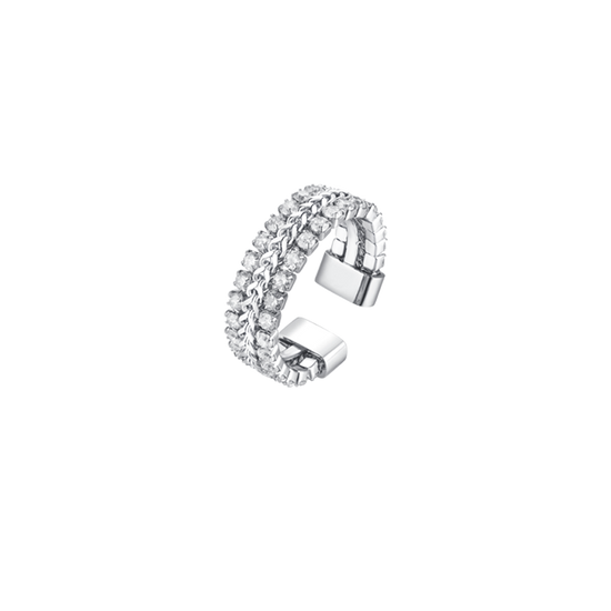 BAGUE FEMME EN ACIER AVEC CRISTAUX BLANCS TAILLE M