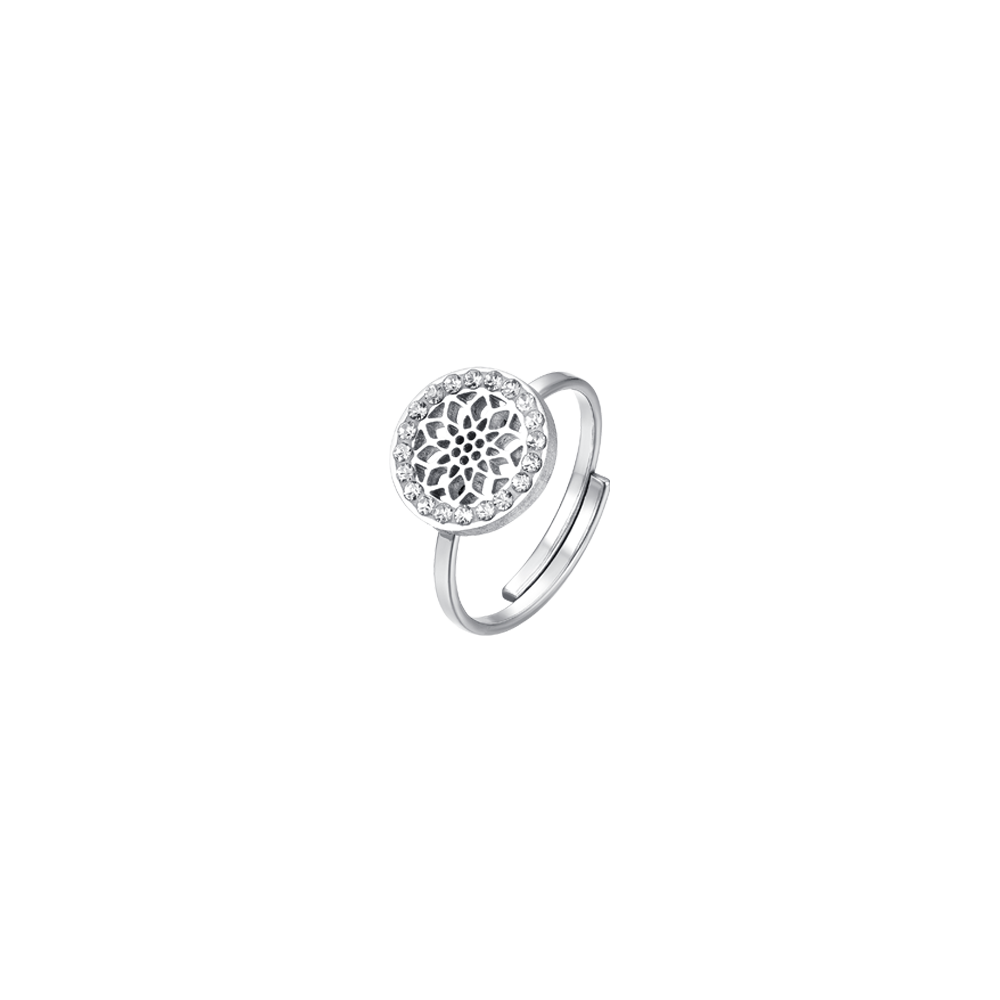 BAGUE FEMME EN ACIER FLEUR DE VIE