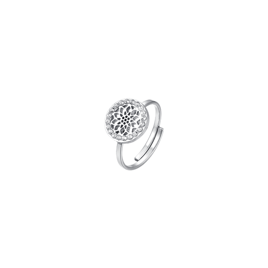 BAGUE FEMME EN ACIER FLEUR DE VIE