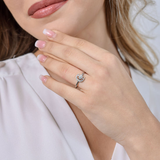 BAGUE ÉTOILE ET LUNE EN ACIER POUR DAMES