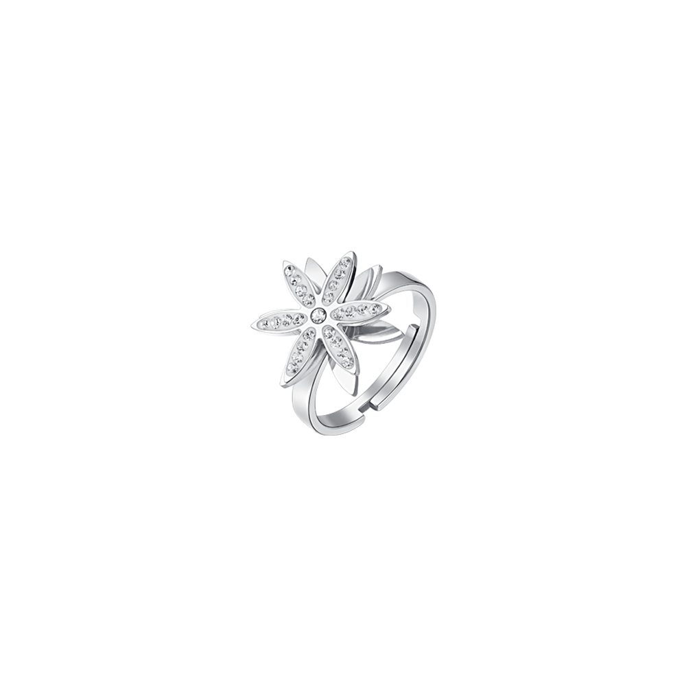 BAGUE TOURNANTE EN ACIER POUR FEMME FLEUR DE VIE