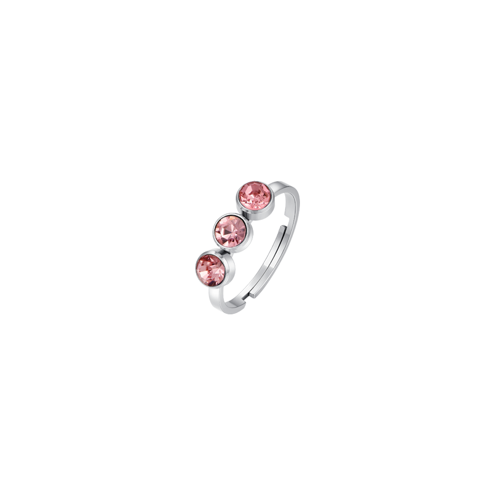 BAGUE FEMME EN ACIER CRISTAL ROSE