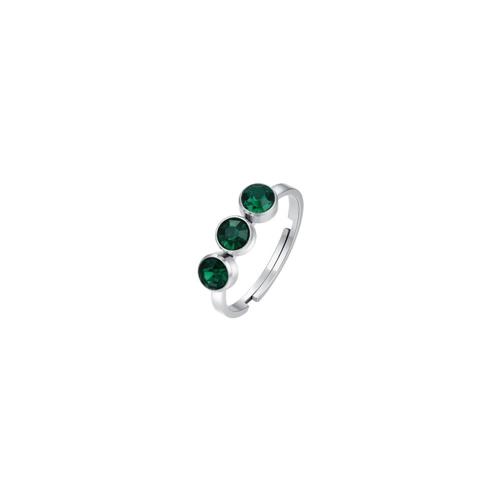 BAGUE POUR FEMME EN ACIER CRYSTAUX VERTS Luca Barra