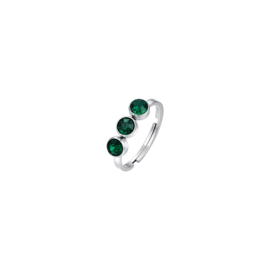 BAGUE POUR FEMME EN ACIER CRYSTAUX VERTS Luca Barra