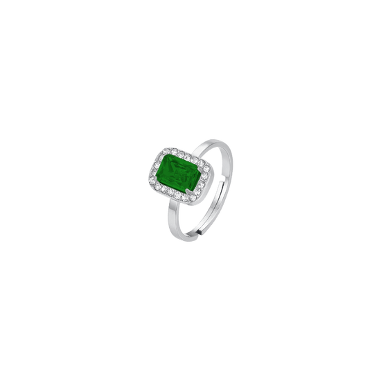 ANELLO DONNA IN ACCIAIO CRISTALLI E ZIRCONE VERDE