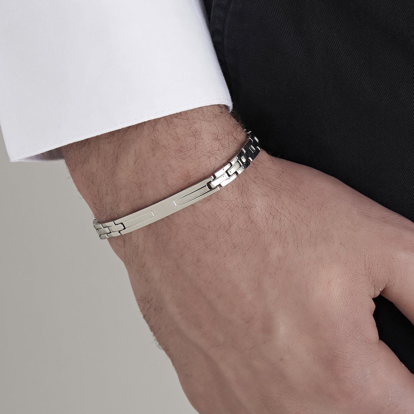 BRACELET ACIER À MAILLONS ÉTROITS POUR HOMME