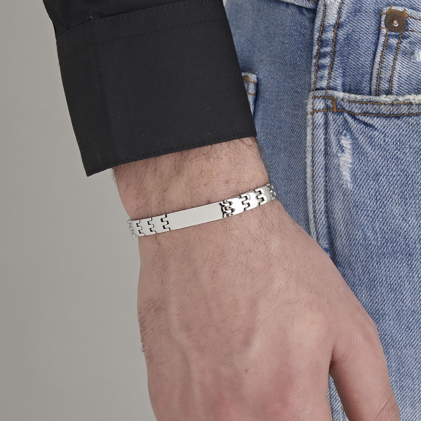 BRACELET EN ACIER À MAILLONS LARGES POUR HOMMES