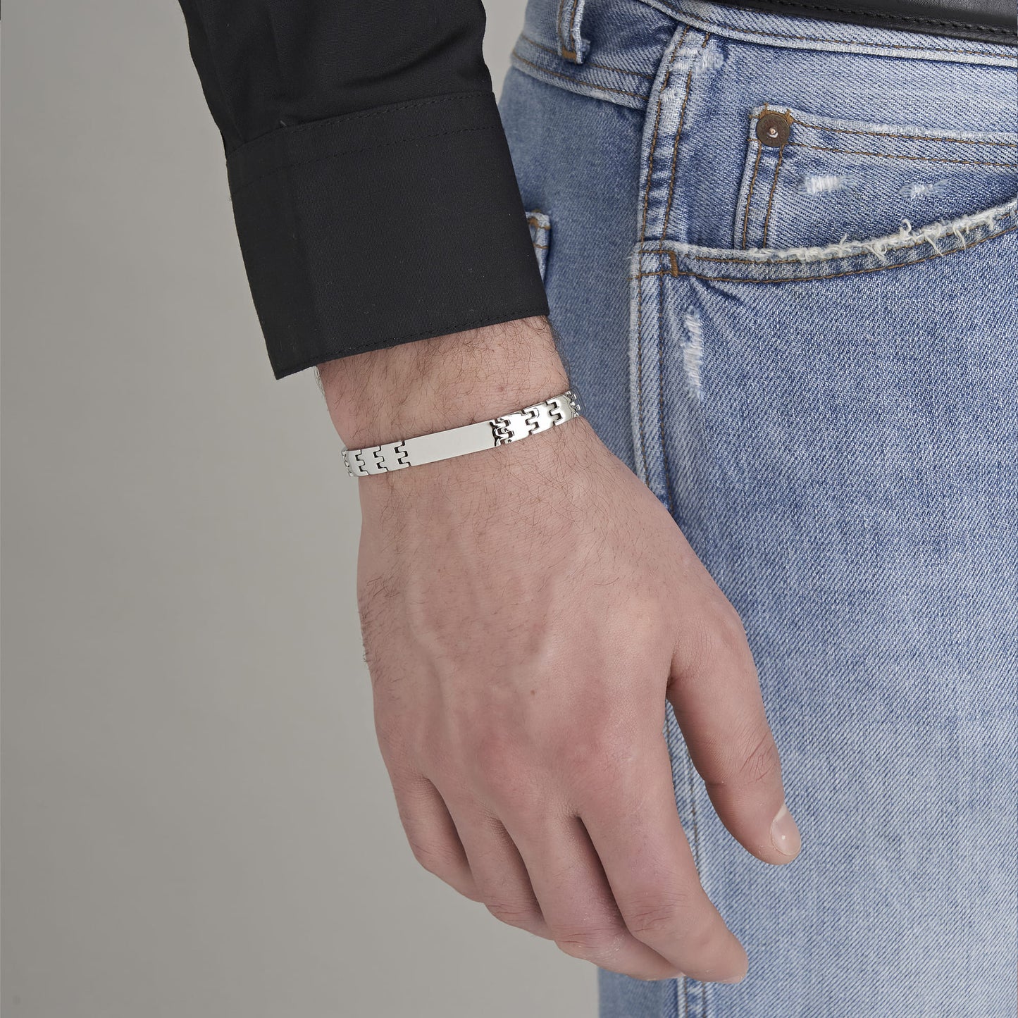 BRACELET EN ACIER À MAILLONS LARGES POUR HOMMES