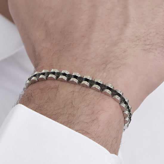 HOMME ACIER BRACELET IP DETAIL NOIR