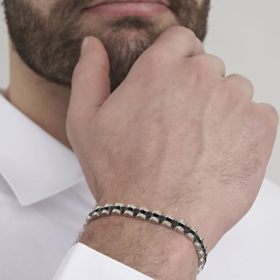 HOMME ACIER BRACELET IP DETAIL NOIR