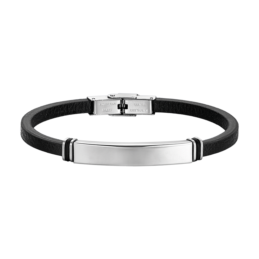 BRACELET POUR HOMME EN ACIER ET CUIR