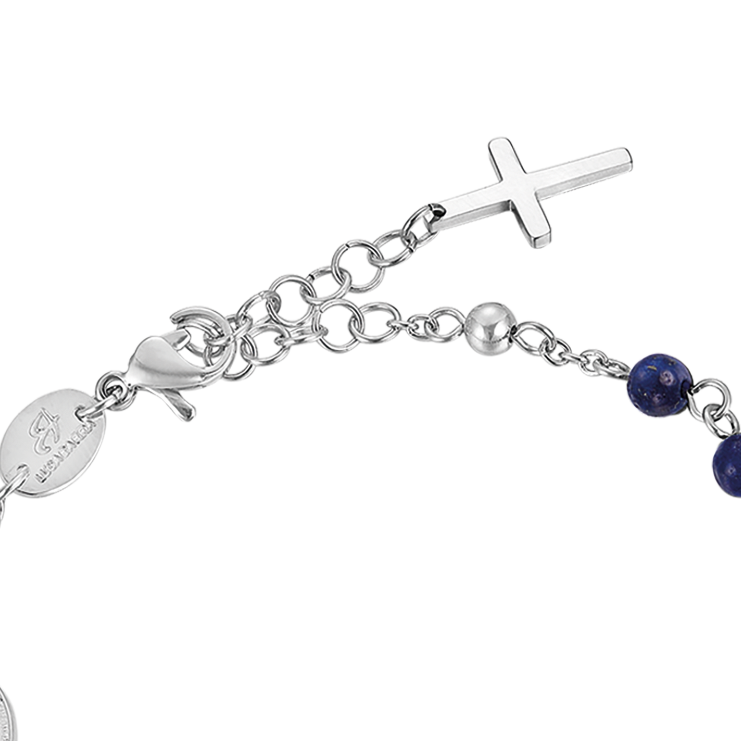 BRACELET ROSAIRE EN ACIER POUR HOMME AVEC PIERRES LAPIS