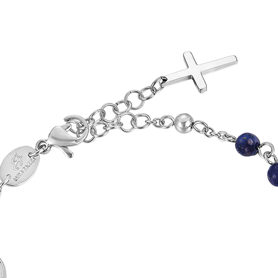 BRACELET ROSAIRE EN ACIER POUR HOMME AVEC PIERRES LAPIS