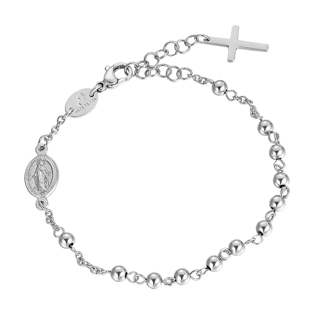 BRACELET ROSAIRE POUR HOMME EN ACIER AVEC SPHÈRES EN ACIER