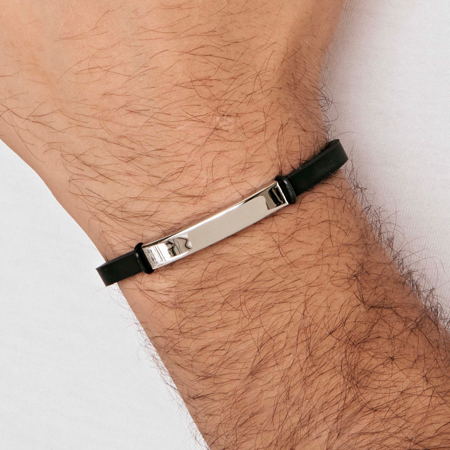 BRACELET EN SILICONE POUR HOMME AVEC PLAQUE EN ACIER