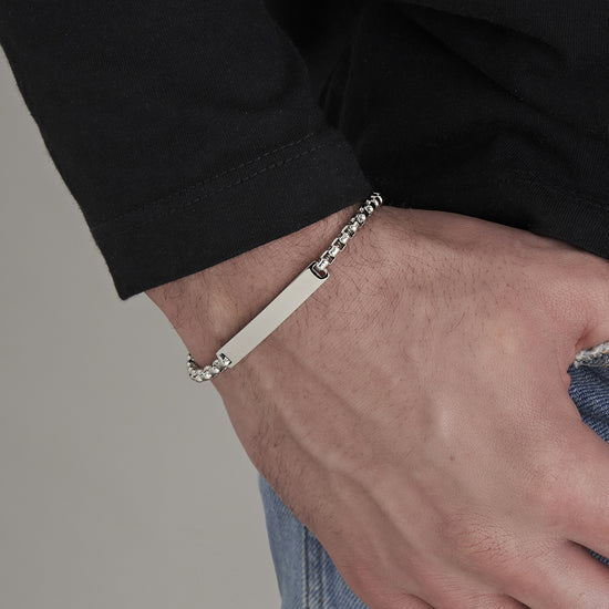 BRACELET POUR HOMME EN ACIER AVEC PLAQUE PERSONNALISABLE