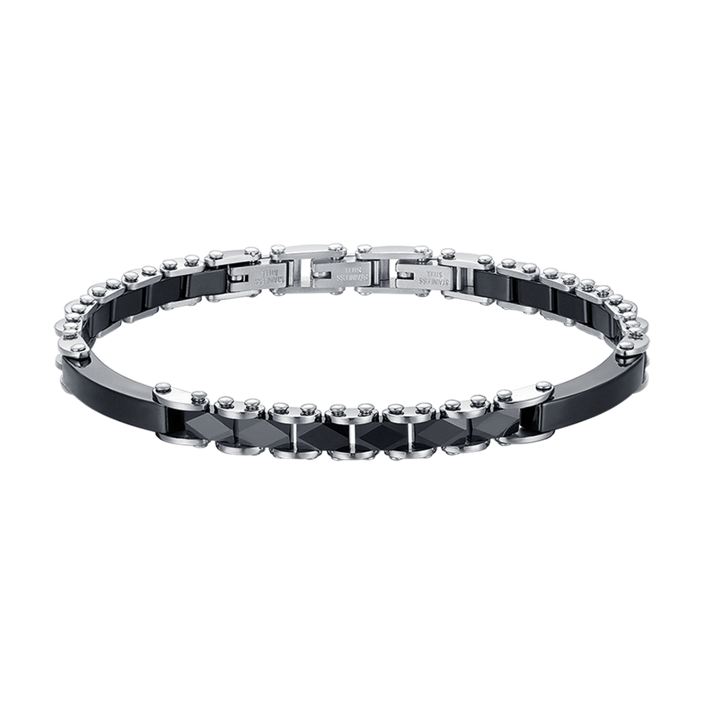 BRACELET POUR HOMME EN ACIER AVEC ÉLÉMENTS EN CÉRAMIQUE