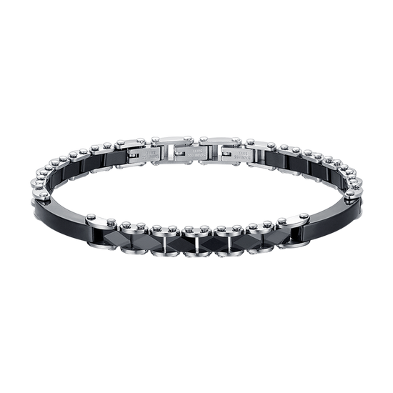 BRACELET POUR HOMME EN ACIER AVEC ÉLÉMENTS EN CÉRAMIQUE