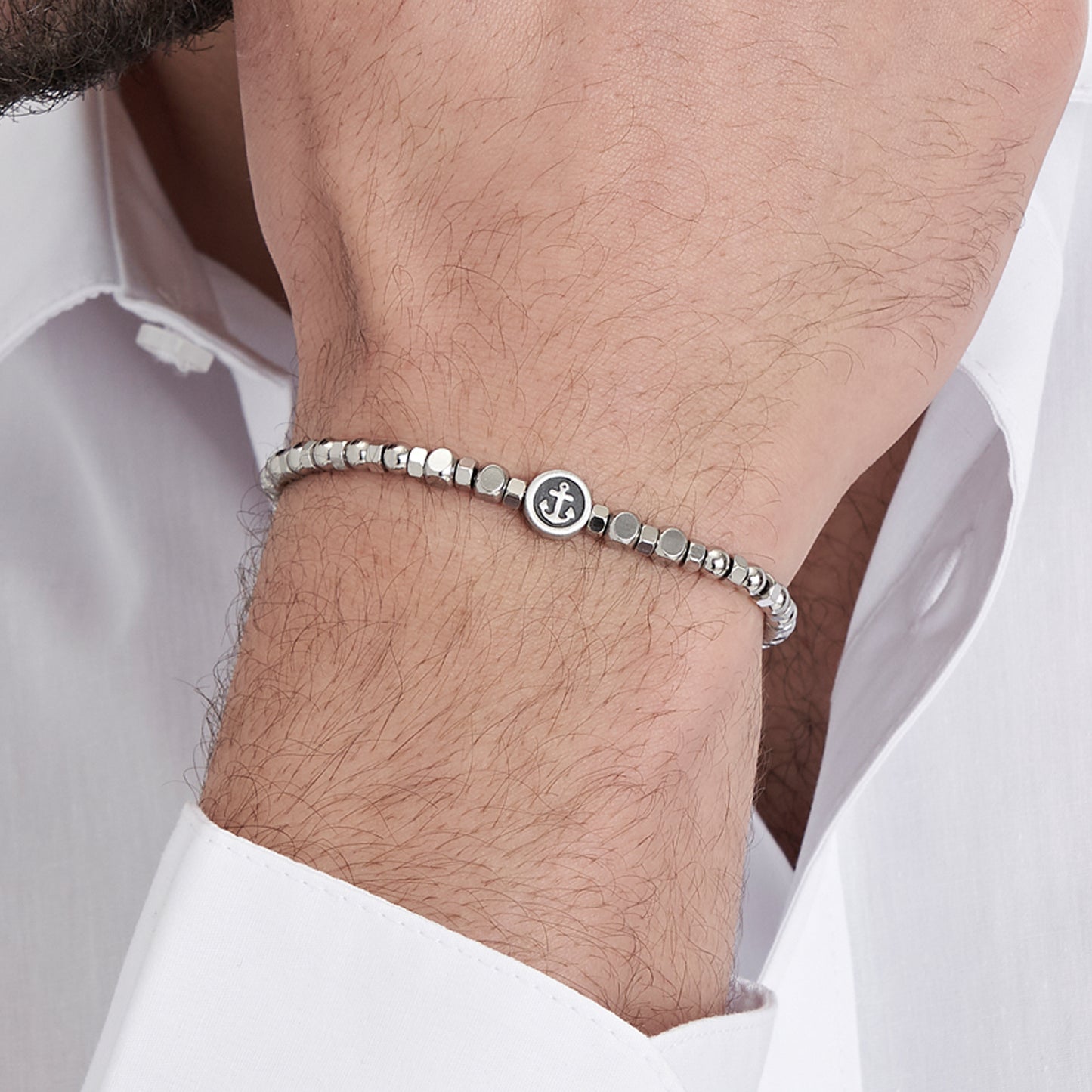 BRACELET POUR HOMME EN ACIER AVEC ÉLÉMENT D'ANCRE