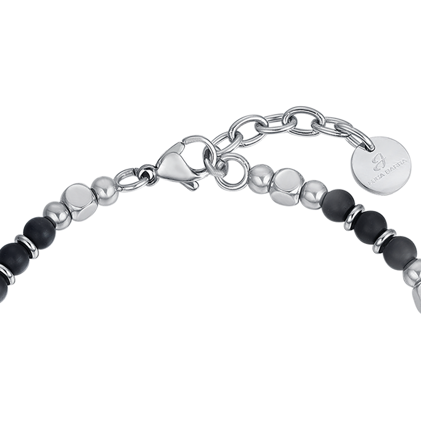 BRACELET POUR HOMME EN ACIER AVEC PIERRES D'AGATE NOIRE