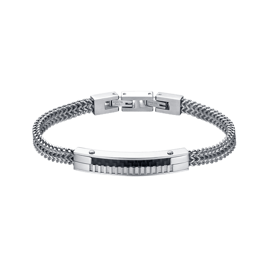 BRACELET HOMME EN ACIER AVEC PLAQUE EN FIBRE DE CARBONE