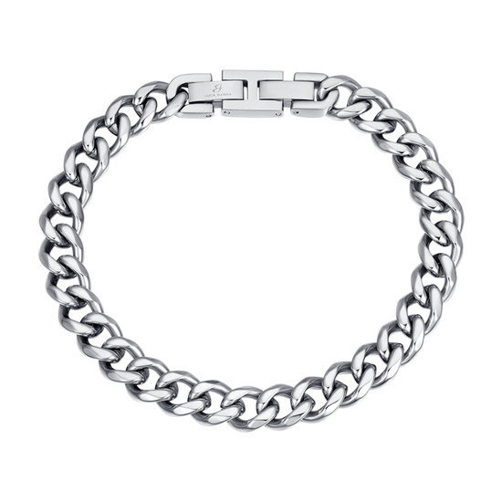 BRACELET POUR HOMME EN ACIER À MAILLONS EN ARGENT