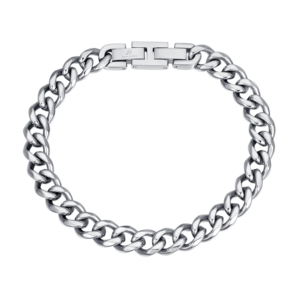 BRACELET POUR HOMME EN ACIER À MAILLONS EN ARGENT