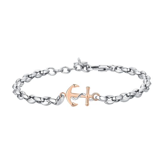 BRACELET HOMME EN ACIER AVEC ANCRE ROSE IP