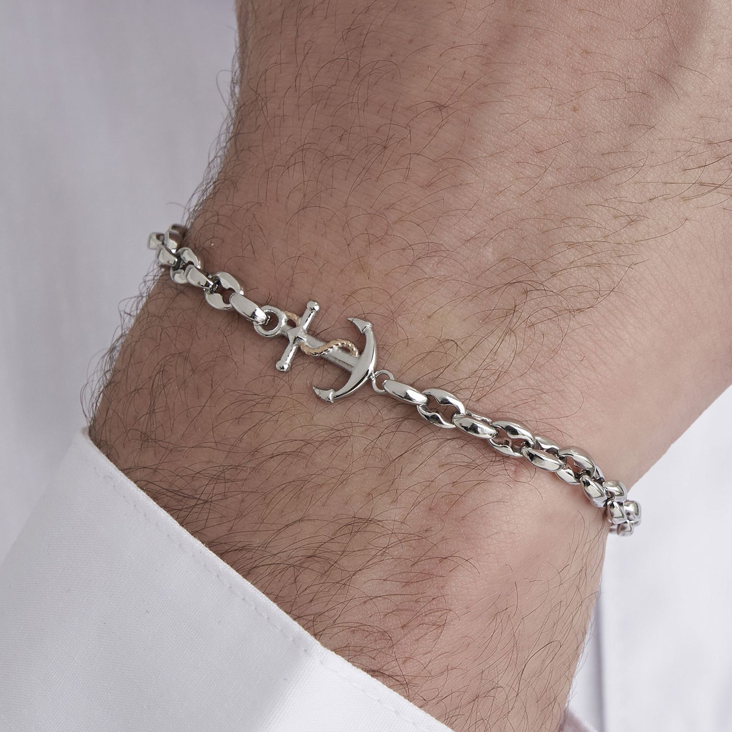 BRACELET POUR HOMME EN ACIER AVEC ANCRE