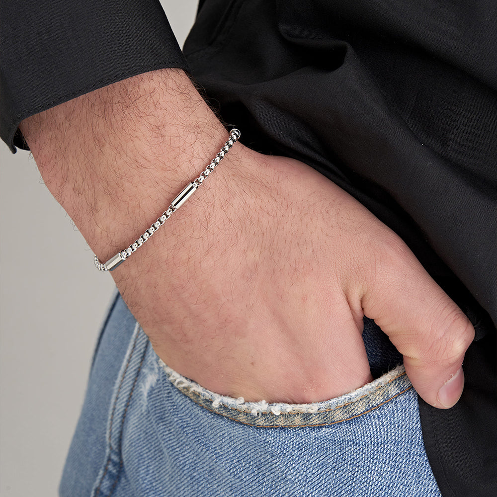 BRACELET EN ACIER POUR HOMMES AVEC ÉLÉMENTS EN ACIER