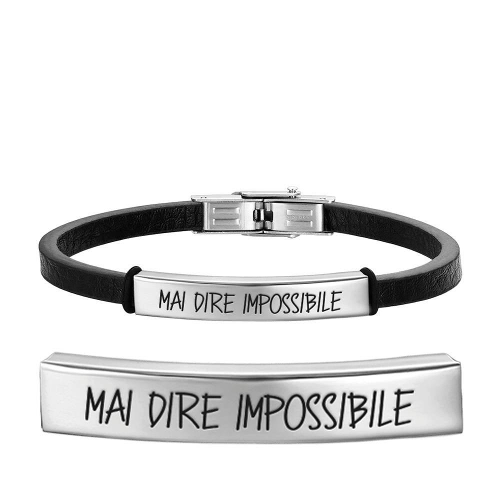 BRACELET EN ACIER POUR HOMME "NEVER SAY IMPOSSIBLE