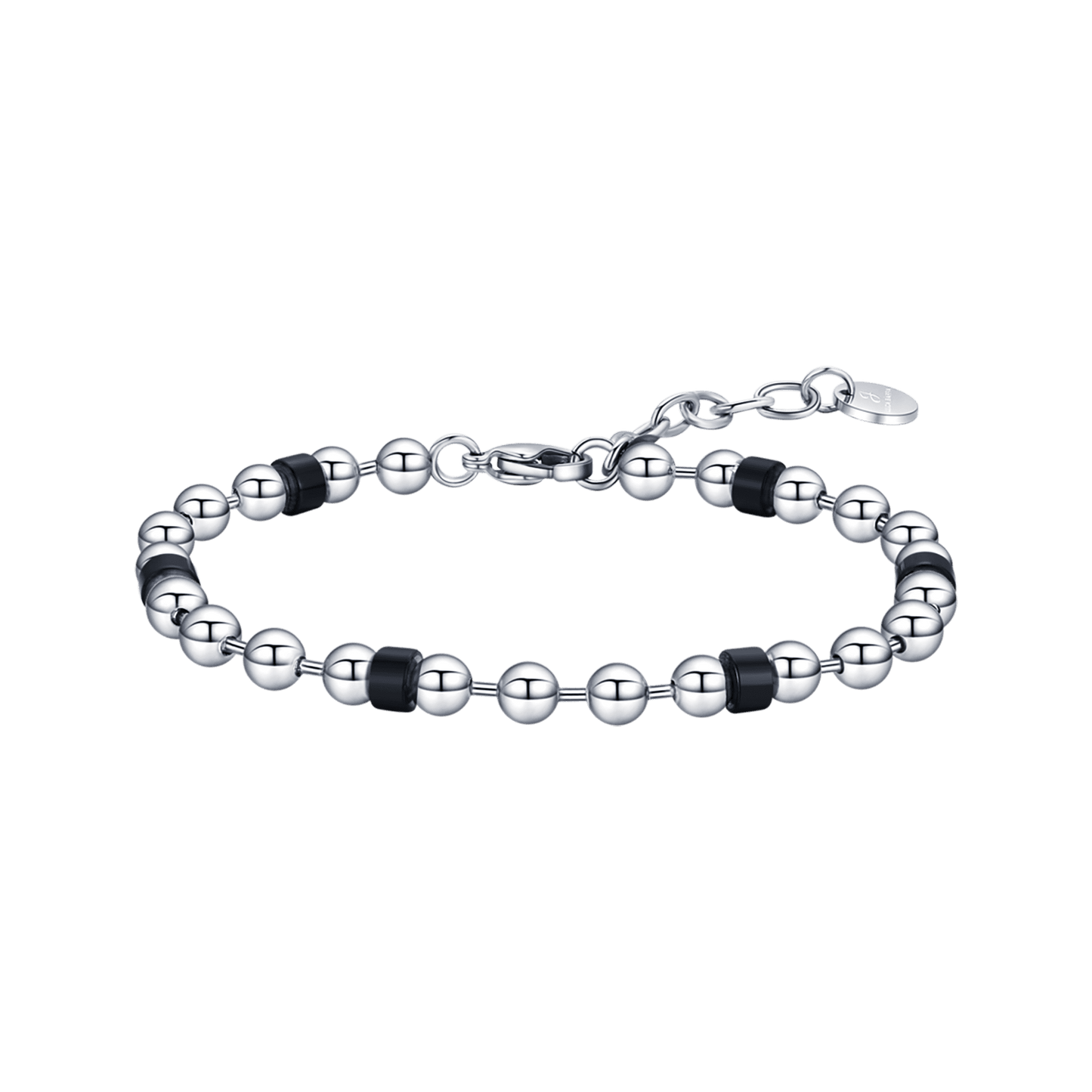 BRACELET POUR HOMME EN ACIER AVEC ÉLÉMENTS NOIRS