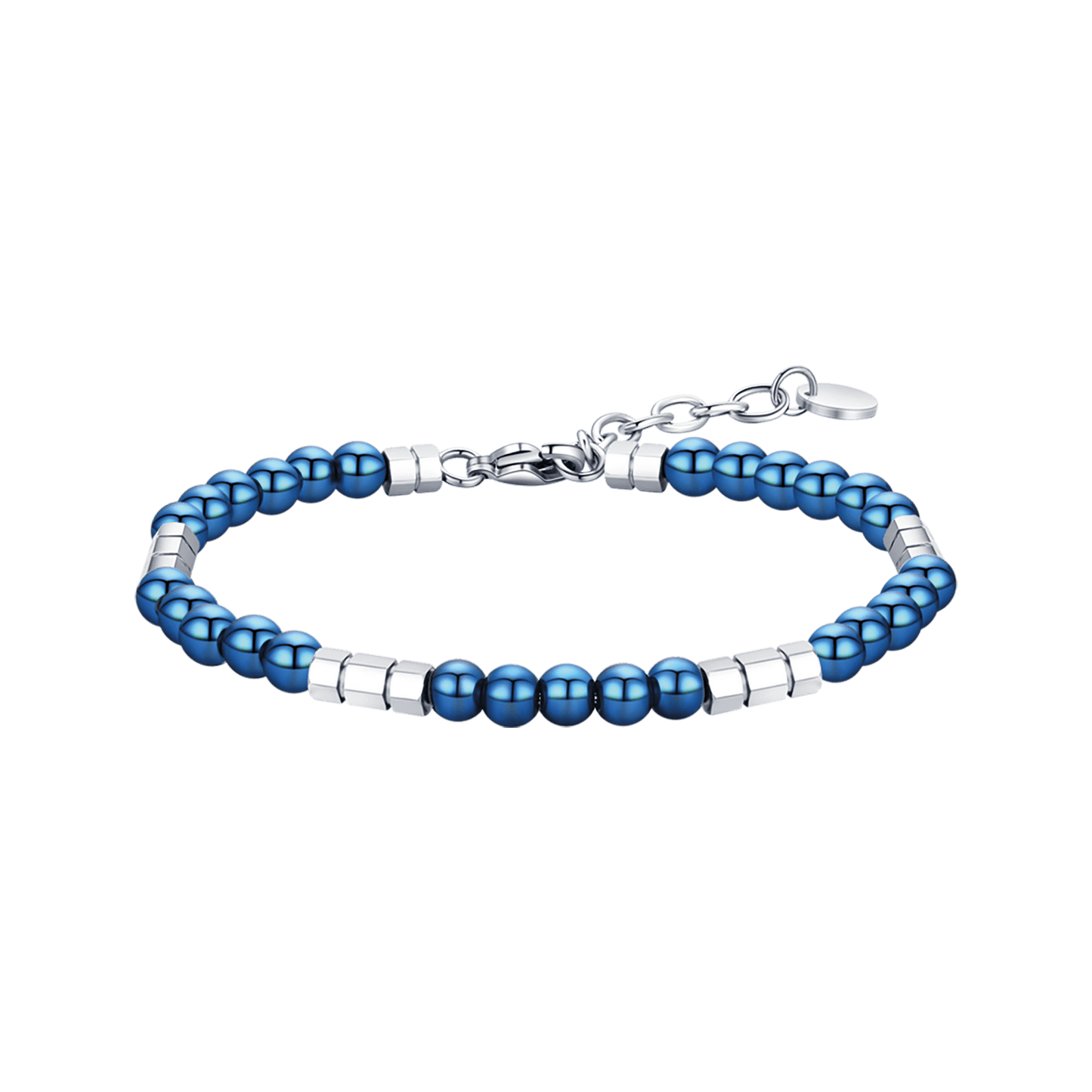 BRACELET EN ACIER POUR HOMME AVEC PIERRES BLEUES ET ELEMENTS EN ACIER Luca Barra