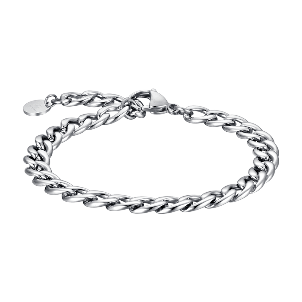 BRACELET POUR HOMME EN ACIER À MAILLES ARGENTÉES