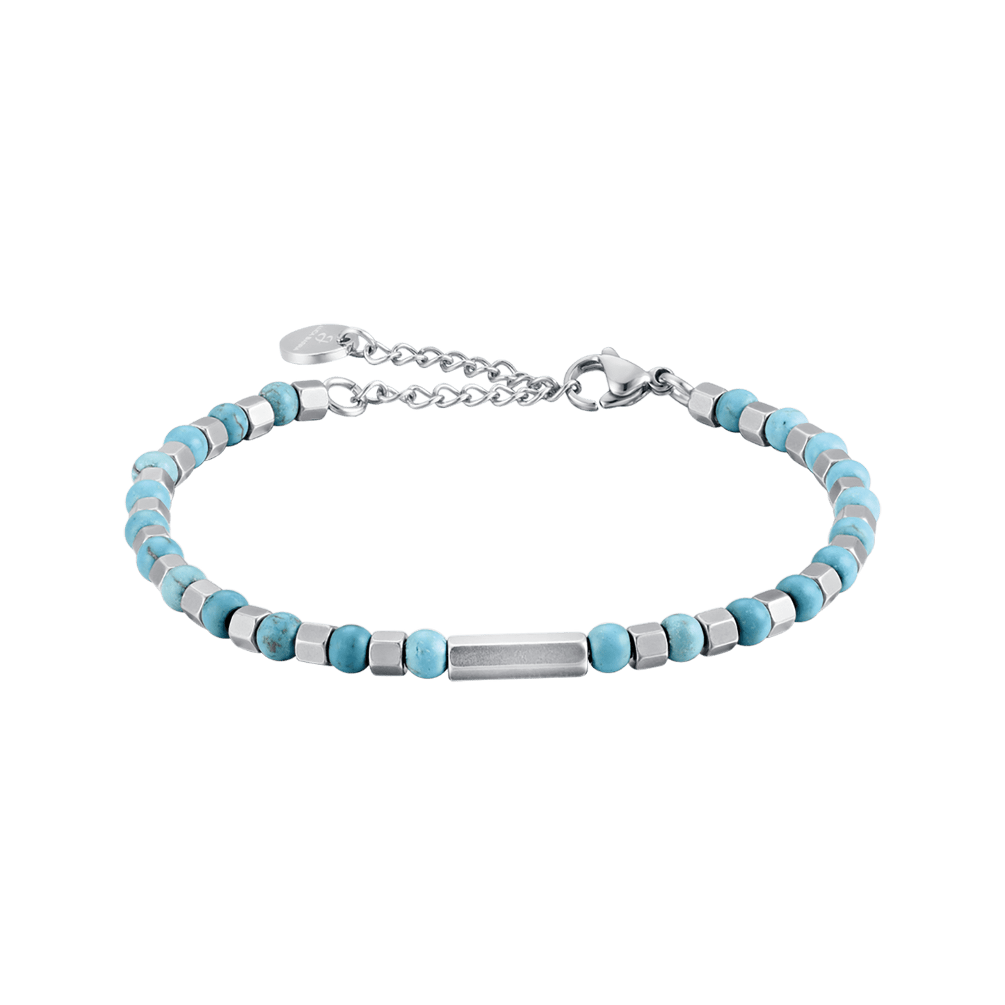 BRACELET EN ACIER POUR HOMME AVEC PIERRES TURQUOISE Luca Barra