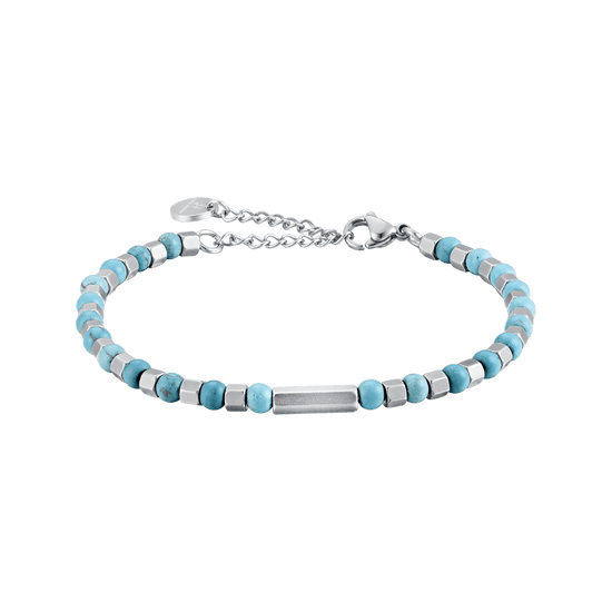 BRACELET EN ACIER POUR HOMME AVEC PIERRES TURQUOISE Luca Barra