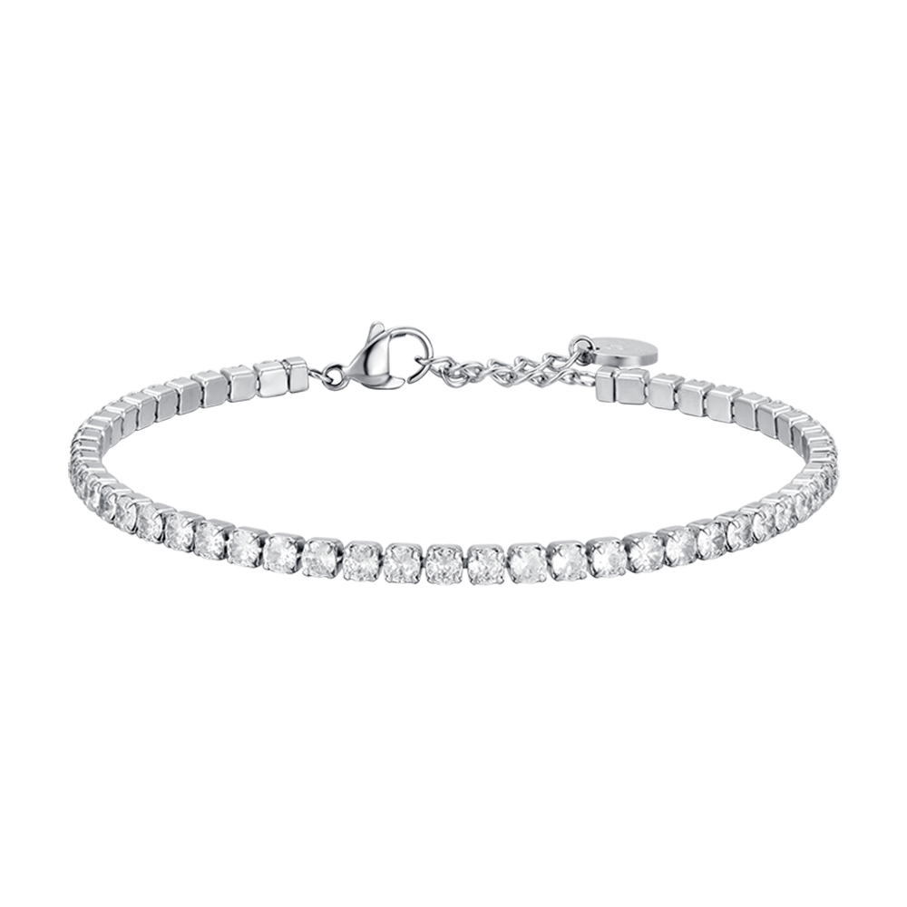 BRACELET TENNIS POUR HOMME EN ACIER AVEC CRISTAUX BLANCS