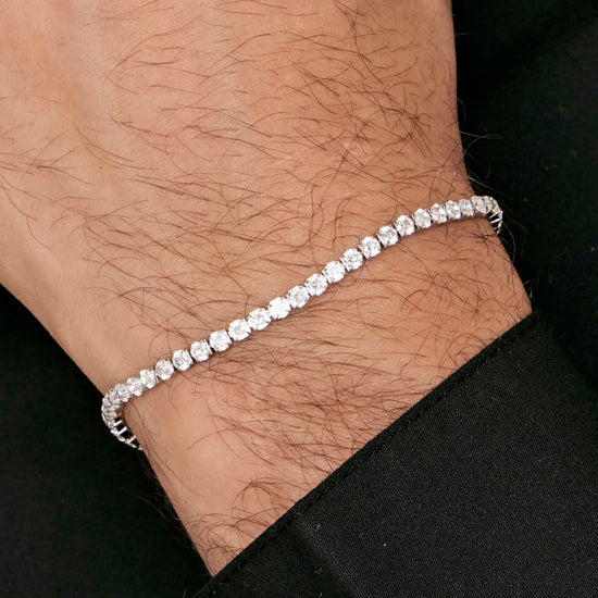 BRACELET TENNIS POUR HOMME EN ACIER AVEC CRISTAUX BLANCS