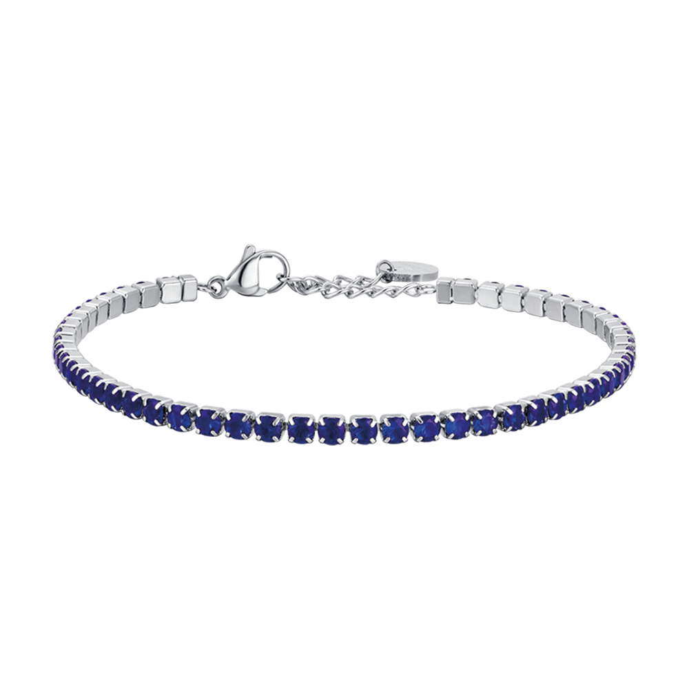 BRACELET TENNIS EN ACIER POUR HOMME AVEC CRISTAUX BLEUS