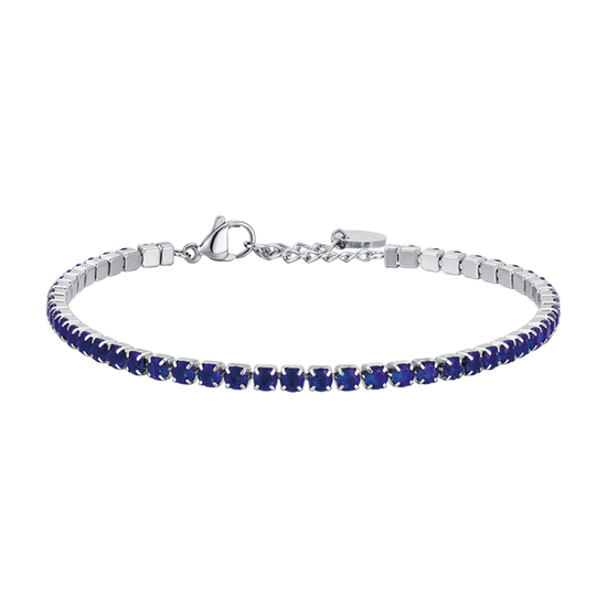 BRACELET TENNIS EN ACIER POUR HOMME AVEC CRISTAUX BLEUS