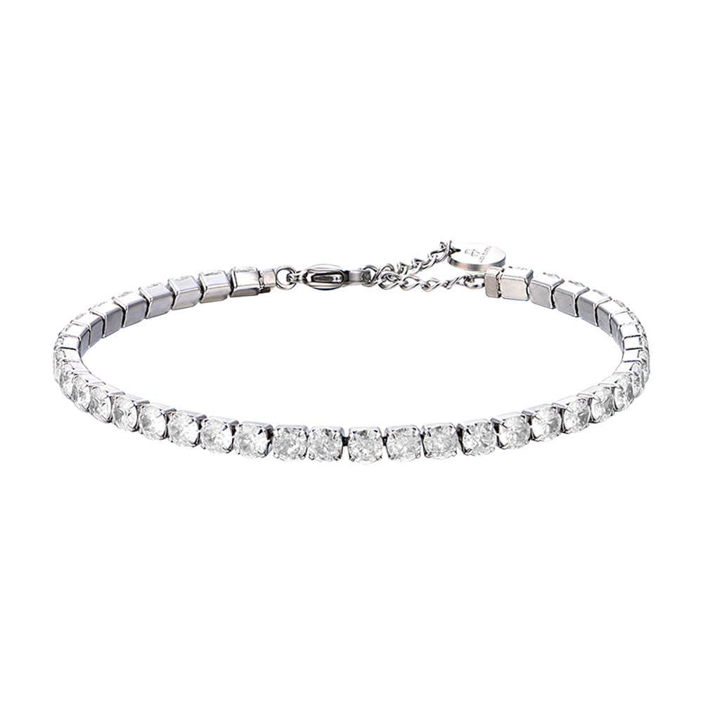 BRACELET TENNIS POUR HOMME EN ACIER AVEC CRISTAUX BLANCS