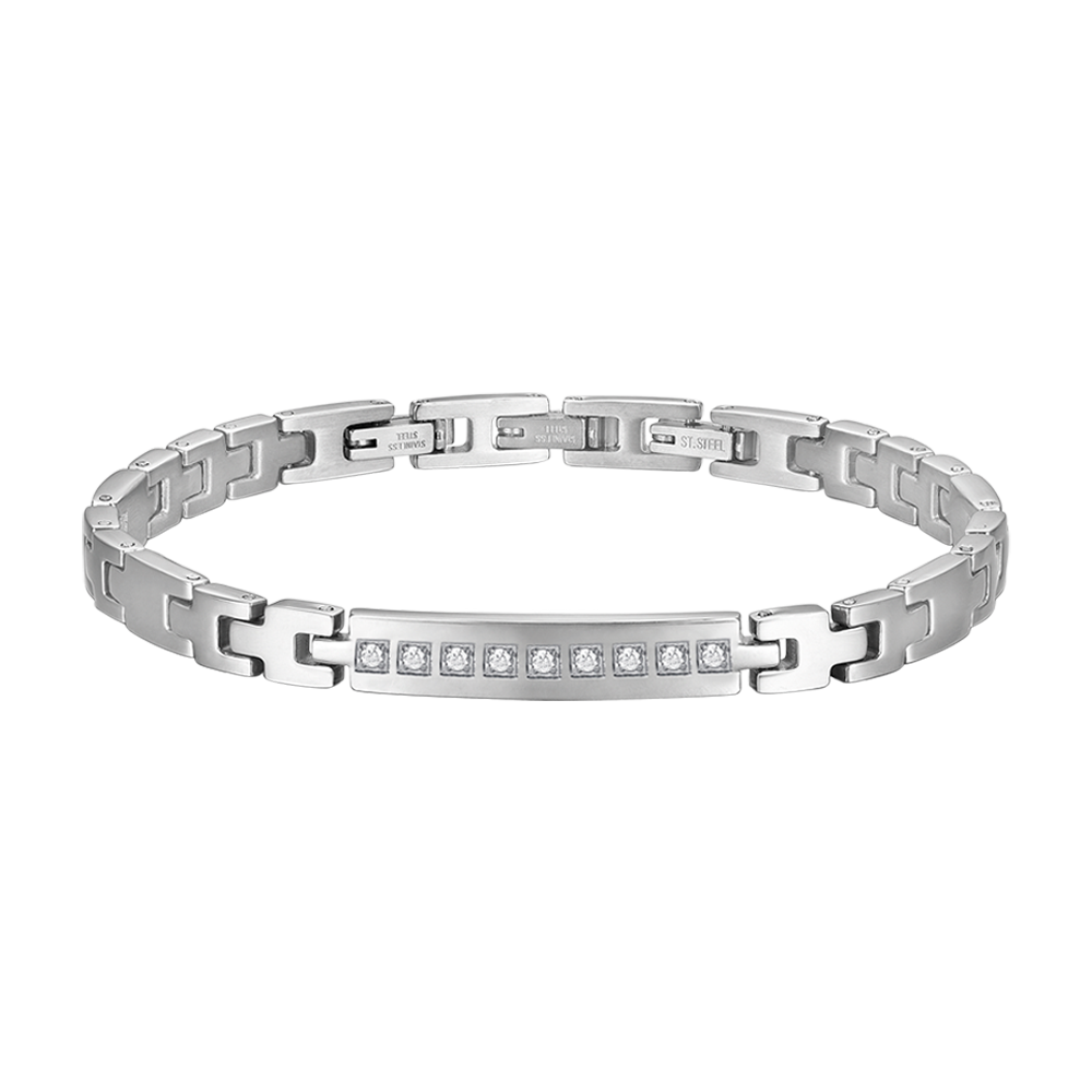 BRACELET POUR HOMME EN ACIER AVEC CRISTAUX BLANCS